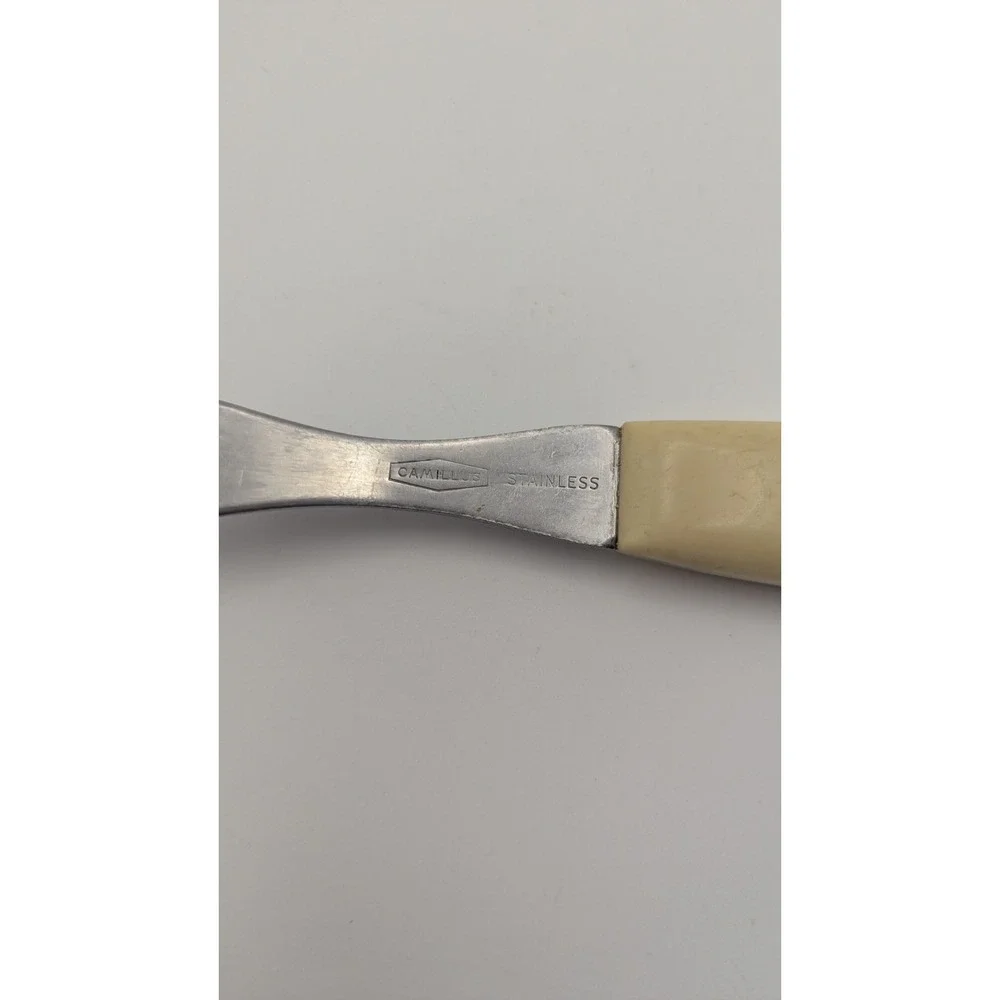Camillus Stainless Steel Meat Carving Fork Vintage Cream Handle 2 Tine‎ USA Made